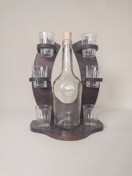 Minibar potcoavă cu sticlă și 6 pahare