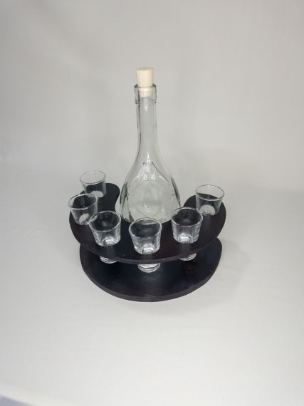 Minibar semilună cu sticlă și 6 shoturi