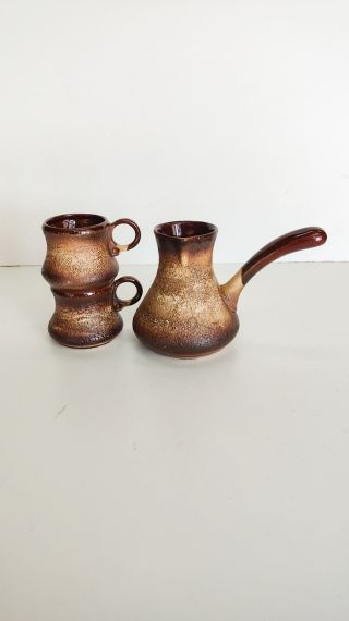 Ibric ceramică cu 2 cești